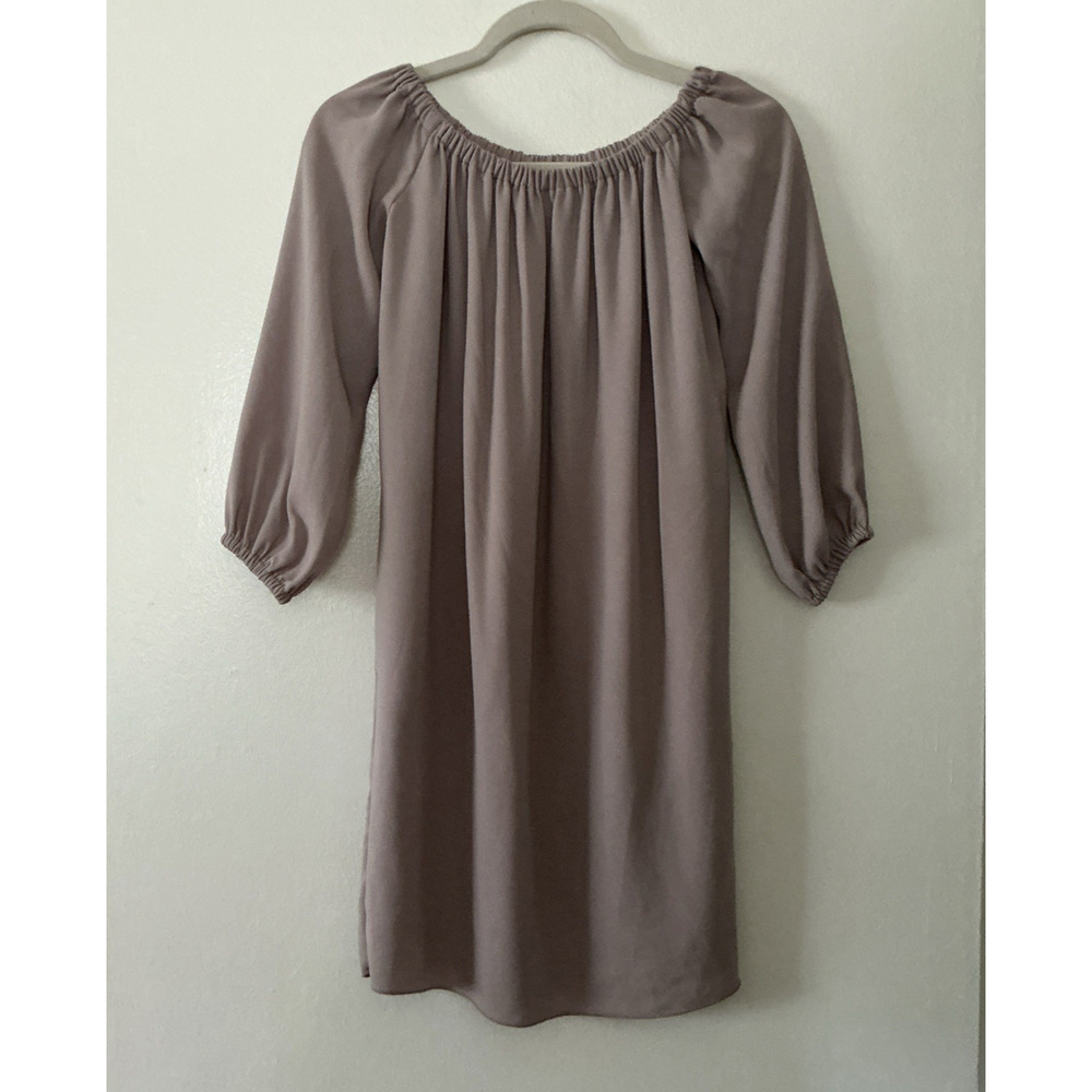 Aritzia Wilfred Beige Off the Shoulder Mini Dress Womens XXS Gray Peasant Pocket